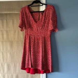 Red tiny floral Reformation mini dress